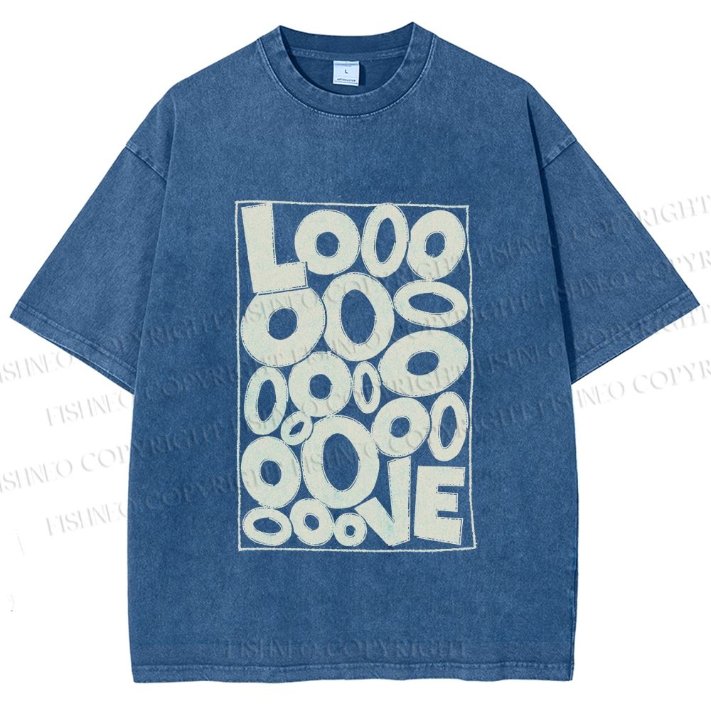 Unisex Looooove Bubbles Printed Washed Tee