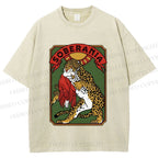 Unisex Panther vs Eagle Printed Washed Tee