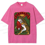Unisex Panther vs Eagle Printed Washed Tee
