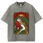 Unisex Panther vs Eagle Printed Washed Tee