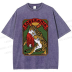 Unisex Panther vs Eagle Printed Washed Tee
