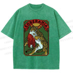Unisex Panther vs Eagle Printed Washed Tee