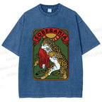 Unisex Panther vs Eagle Printed Washed Tee