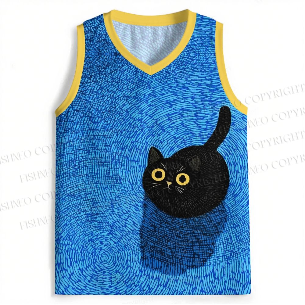 Black Cat In Water Jersey Tank