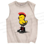 Unisex Punk Chick Printed Washed Tank Top