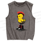 Unisex Punk Chick Printed Washed Tank Top