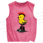 Unisex Punk Chick Printed Washed Tank Top