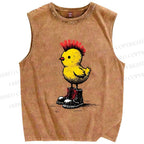 Unisex Punk Chick Printed Washed Tank Top
