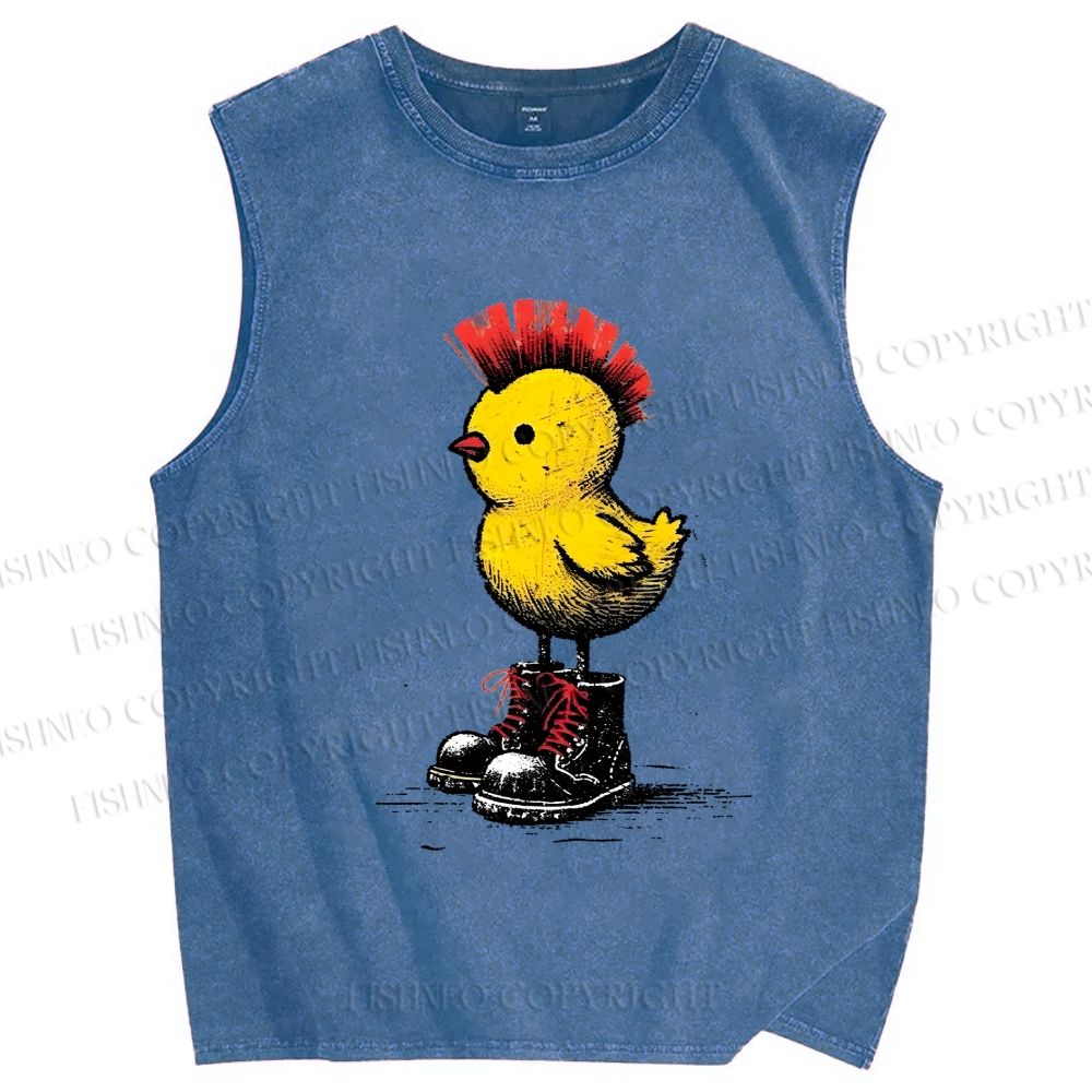 Unisex Punk Chick Printed Washed Tank Top