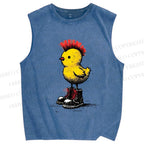 Unisex Punk Chick Printed Washed Tank Top