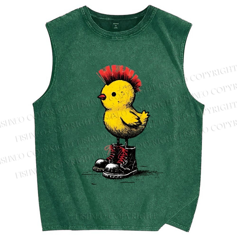 Unisex Punk Chick Printed Washed Tank Top