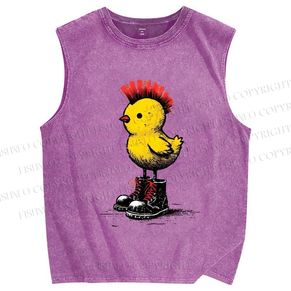 Unisex Punk Chick Printed Washed Tank Top