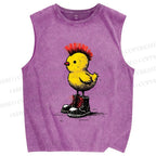 Unisex Punk Chick Printed Washed Tank Top