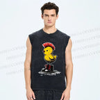 Unisex Punk Chick Printed Washed Tank Top