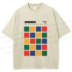 Unisex Bauhaus Color Grid Printed Washed Tee