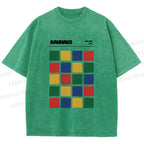 Unisex Bauhaus Color Grid Printed Washed Tee
