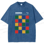 Unisex Bauhaus Color Grid Printed Washed Tee