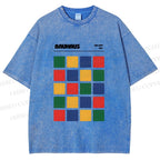 Unisex Bauhaus Color Grid Printed Washed Tee