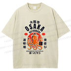 Unisex Osaka Drunken Octopus Printed Washed Tee