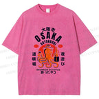 Unisex Osaka Drunken Octopus Printed Washed Tee