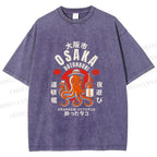 Unisex Osaka Drunken Octopus Printed Washed Tee