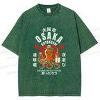 Unisex Osaka Drunken Octopus Printed Washed Tee
