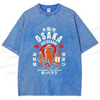 Unisex Osaka Drunken Octopus Printed Washed Tee