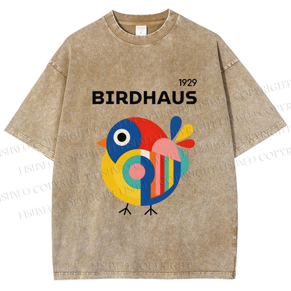 Unisex Birdhaus Printed Washed Tee