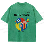 Unisex Birdhaus Printed Washed Tee