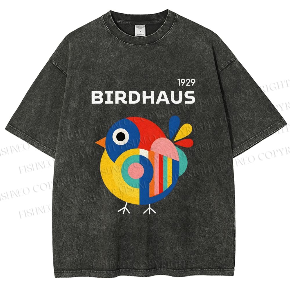 Unisex Birdhaus Printed Washed Tee