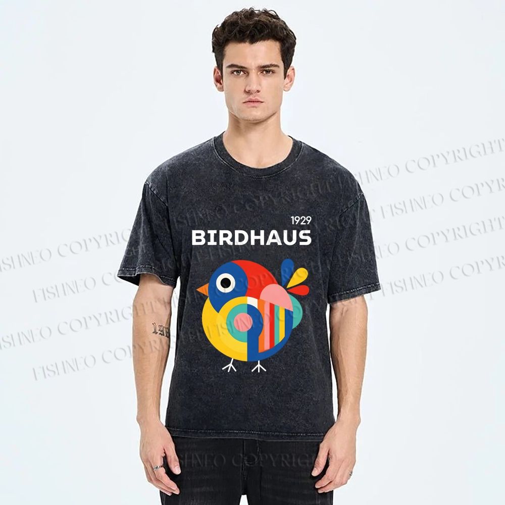 Unisex Birdhaus Printed Washed Tee