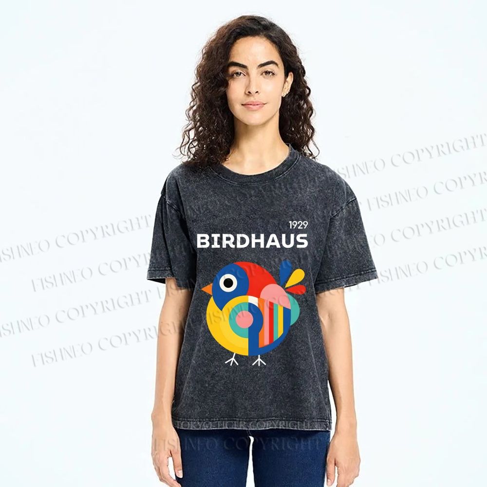 Unisex Birdhaus Printed Washed Tee