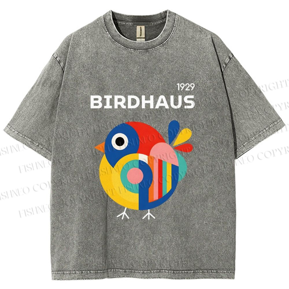 Unisex Birdhaus Printed Washed Tee