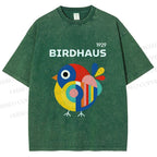 Unisex Birdhaus Printed Washed Tee