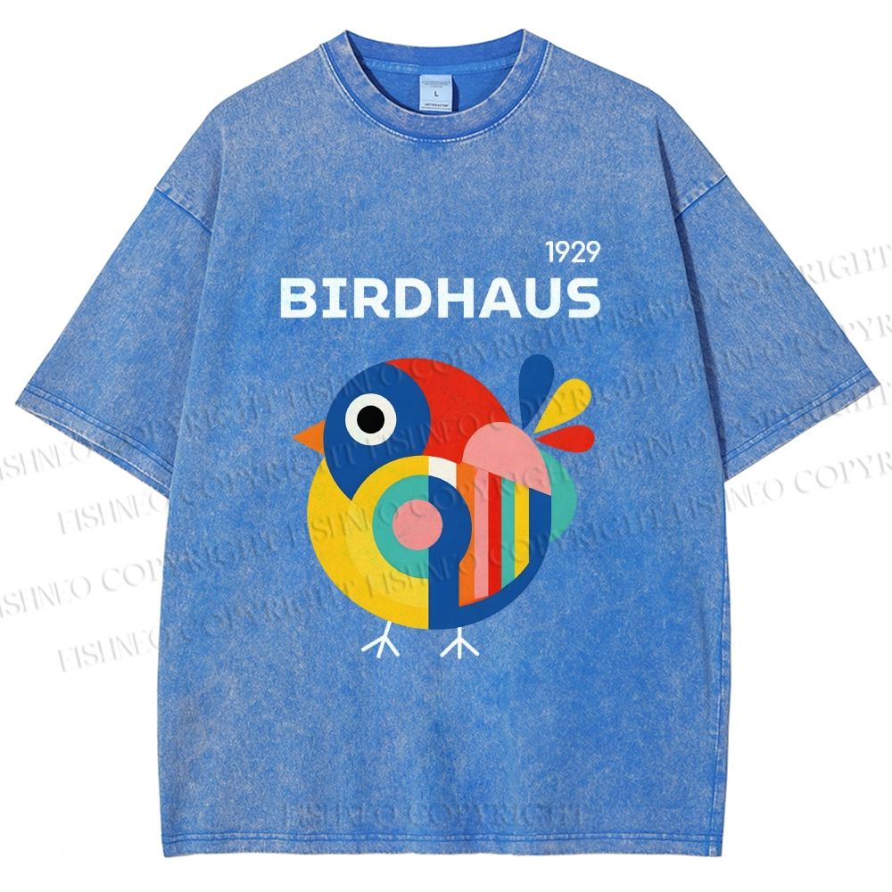 Unisex Birdhaus Printed Washed Tee