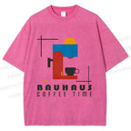 Unisex Bauhaus Coffee Time Printed Washed Tee