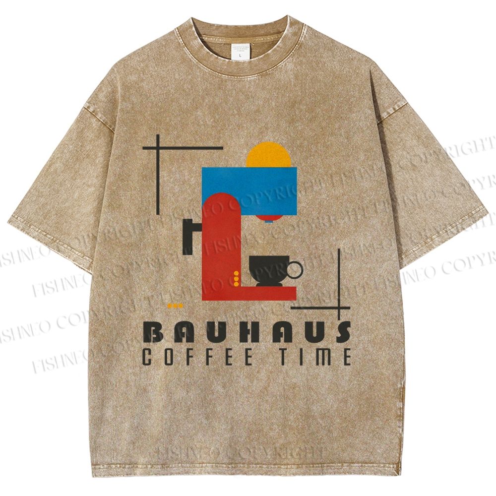 Unisex Bauhaus Coffee Time Printed Washed Tee