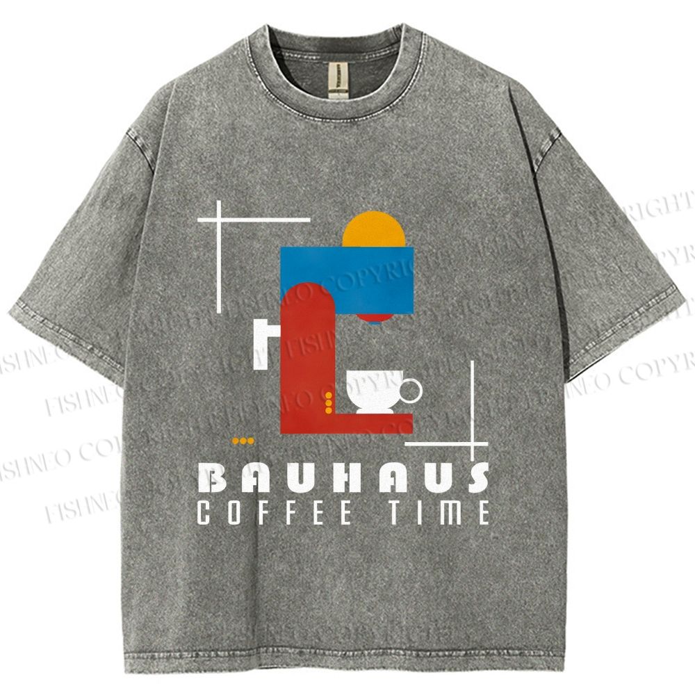 Unisex Bauhaus Coffee Time Printed Washed Tee