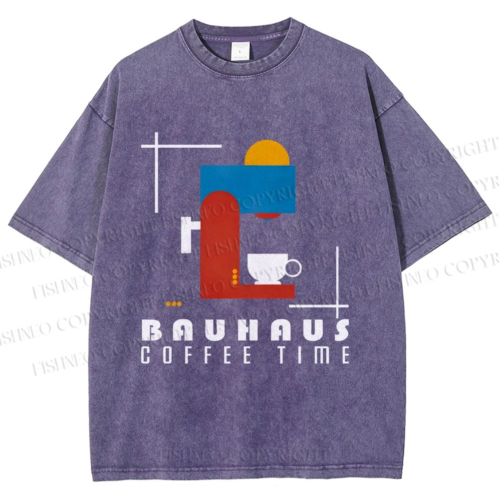 Unisex Bauhaus Coffee Time Printed Washed Tee