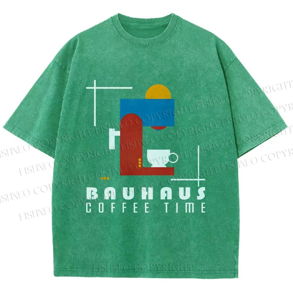 Unisex Bauhaus Coffee Time Printed Washed Tee
