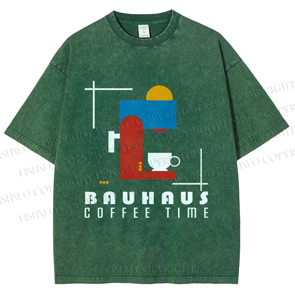 Unisex Bauhaus Coffee Time Printed Washed Tee