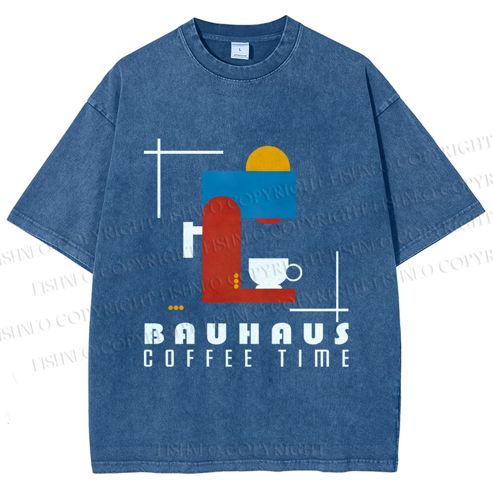Unisex Bauhaus Coffee Time Printed Washed Tee