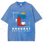Unisex Bauhaus Coffee Time Printed Washed Tee