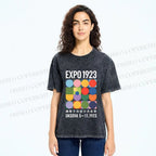 Unisex Colored Geometric Printed Washed Tee