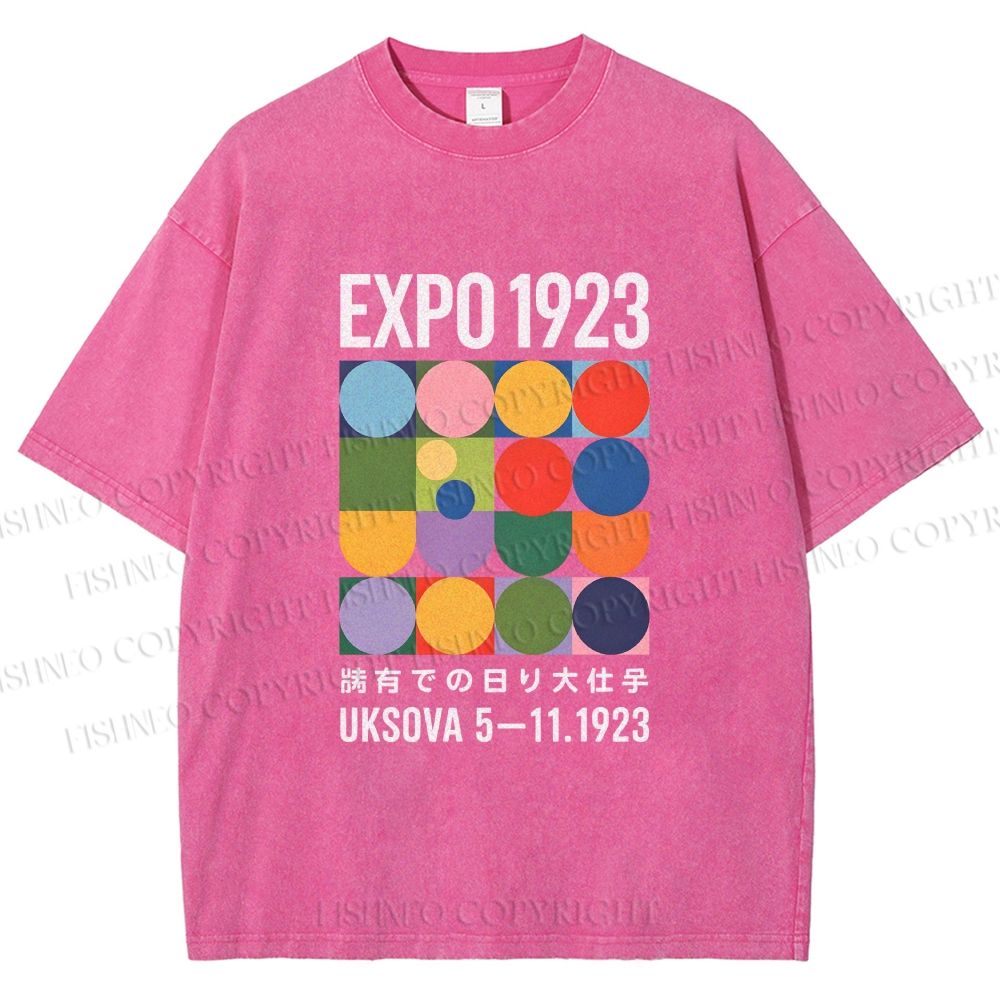 Unisex Colored Geometric Printed Washed Tee