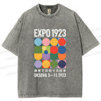 Unisex Colored Geometric Printed Washed Tee