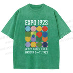 Unisex Colored Geometric Printed Washed Tee