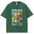 Unisex Colored Geometric Printed Washed Tee