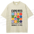 Unisex Colored Geometric Printed Washed Tee