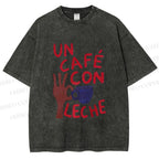 Unisex Café Con Leche Printed Washed Tee